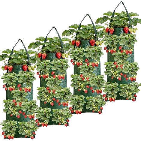 4er-set Pflanzsäcke, 10 Löcher, Vliesstoff, Atmungsaktiv, Für Balkon