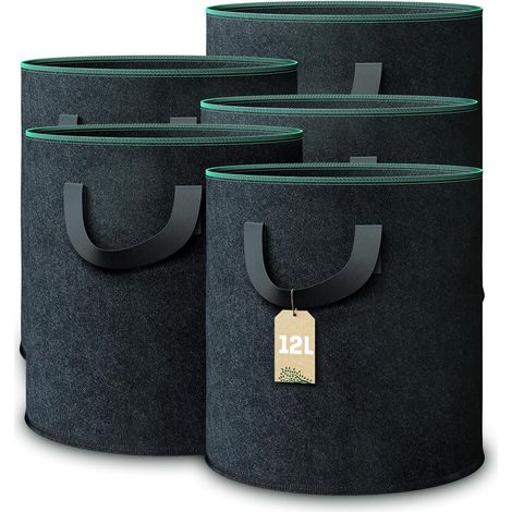 Pflanzsäcke, Vliesstoff, 12 L, Stabile Griffe, Geotextil, Balkongarten