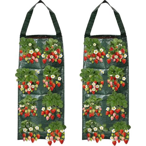 Hängepflanzsäcke, 8 Löcher, Pe-kunststoff, Dunkelgrün, Vertikale Balkonbepflanzung