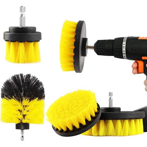 4-teiliges Set: Bürste, Bohrmaschine, Schraubendreher, Nylon, Felgen, Fliesen, Küche