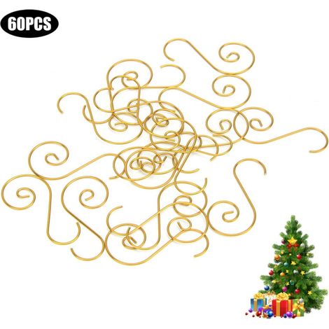 Mini-mehrzweckhaken In S-form Aus Metall, 60 Stück, Weihnachtsbaumständer, Dekoration (gold)