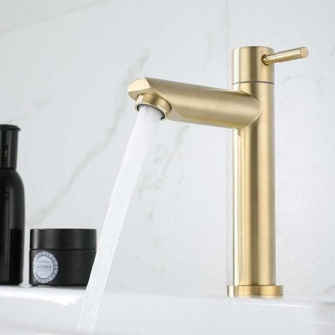 Retro-badarmaturen – Waschbecken In Gebürstetem Gold, Vintage-stil Für Ankleidezimmer, Kaltwasseranschluss, G1/2