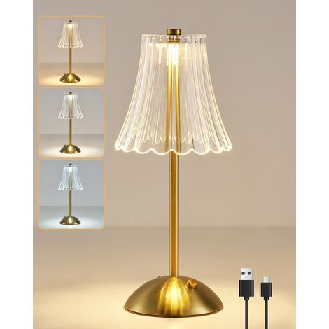 Wiederaufladbare Led-tischleuchte, 3 Farben, Dimmbar, Polierte Goldoberfläche, Für Schlaf-/wohnzimmer