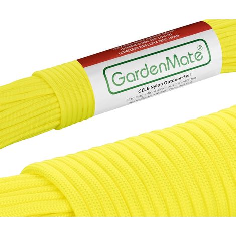 Nylonseil 31 M X 4 Mm, 550er Paracord, Gelb, Für Gartenarbeit Und Camping