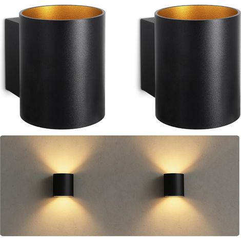 – Set Mit 2 Tuani Wandleuchten In Schwarz Und Gold Auf- Und Abwärtsleuchte Mit G9-fassung Moderne Runde Innenleuchte