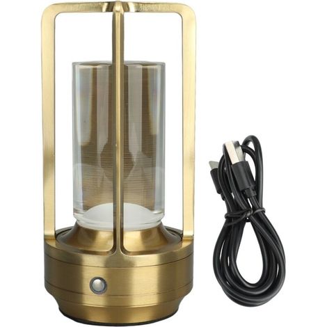 Kabellose 3-farben-tischleuchte, Stufenlos Dimmbar, Led-tischleuchte, Wiederaufladbare Touch-lampe, Nachttischlampe, Gold
