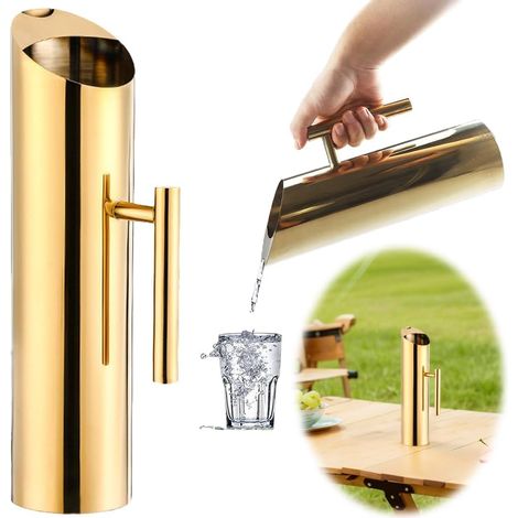Edelstahl-wasserkaraffe (2 L), Hochglanzpoliert, Ergonomischer Griff, Für Zuhause, Restaurant, Bar