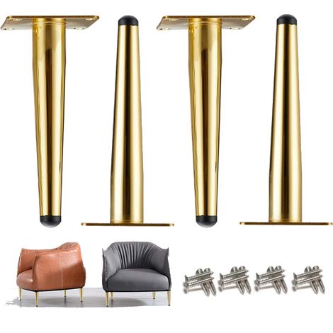 Möbelfüße, 4er-set Metall-möbelfüße, Tv-ständerfüße, Erhöhte Sofafüße, Für Badezimmerschränke, Bettbeine, Couchtischbeine, Gold - 10