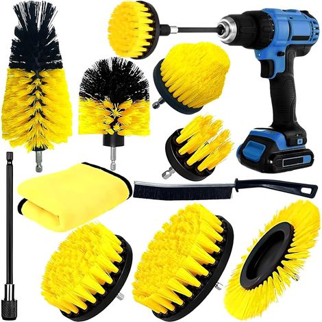 10-teiliges Bohrmaschinenbürsten-set, Hochfestes Nylon, Elektrisches Reinigungsset, Ausziehbare Verlängerung, Für Auto Und Haushalt