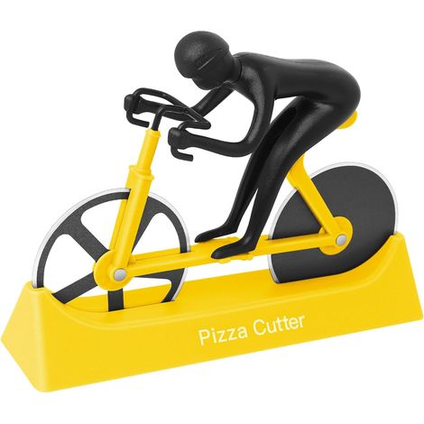 Fahrradförmiges Pizzamesser, Pizzaräder, Antihaftbeschichtete Edelstahlräder, Gelb