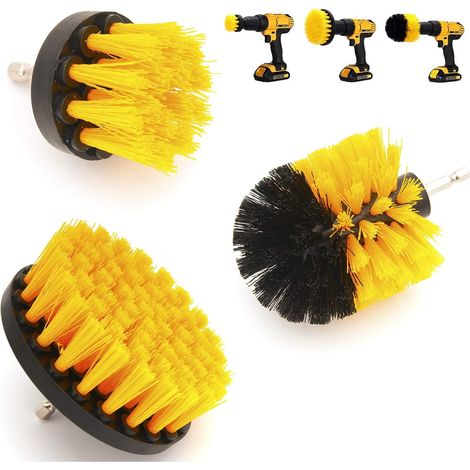 3er-set Bohrbürsten, Hochfester Kunststoff, Gelb, Für Bad, Küche, Auto