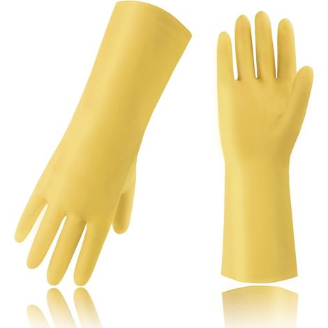 Arbeitshandschuhe, Chemikalienbeständige Handschuhe, Rutschfest, Schutzhandschuhe Beständig Gegen Säuren, Laugen Und Öl, Gummi, Weich Und Komfortabel, Gelb