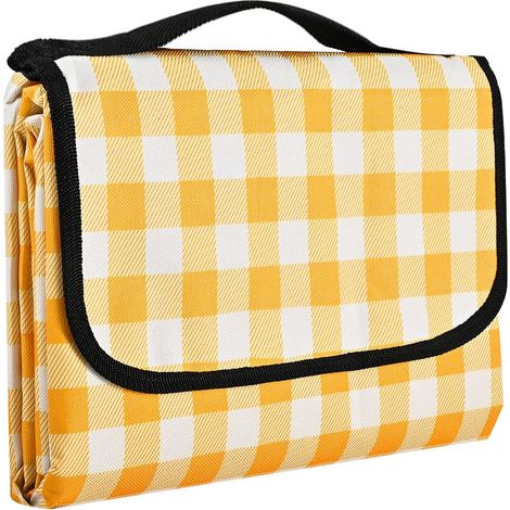 Picknickdecke, Stranddecke, Picknickmatte, Wasserdicht, Sandabweisend, Campingdecke Für Familie, Freunde, Strand, Camping, Reisen (150 X 200 Cm, Gelb)