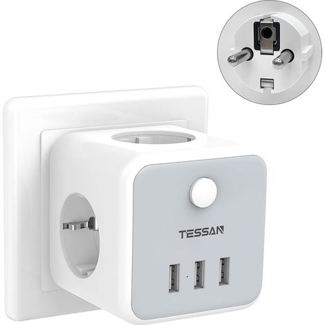 6-in-1-steckdosenleiste, 3 Ac-steckdosen, 3 Usb-anschlüsse, Schalter, Für Zuhause, Büro