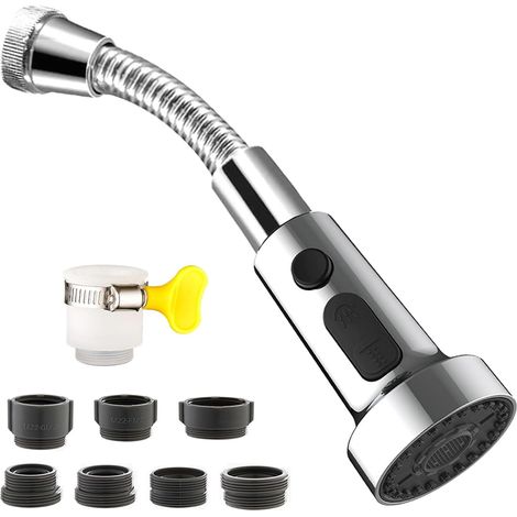 Wasserhahn-luftsprudler, Flexibler Luftsprudler, 3 Strahlarten, Adapter Inklusive, Küche/badezimmer