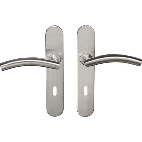 Paar Edelstahl-türgriffe Mit Rosetten, 228 X 43 Mm, 195 Mm Achsabstand, 7 Mm Vierkantspindel, Für 38–55 Mm Starke Innentüren