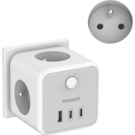 Wandsteckdosenleiste Mit 3 Ac-steckdosen, 2 Usb-c-anschlüssen, 1 Usb-a-anschluss, Schalter, 2500 W, Für Zuhause Und Büro