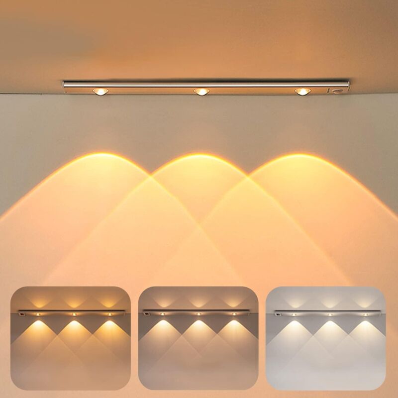 40 Cm Große, Wiederaufladbare Led-lampe Mit Bewegungsmelder – 3 Beleuchtungsmodi – Leichtes Aluminium – Magnetische Befestigung Für Schränke Und Flure