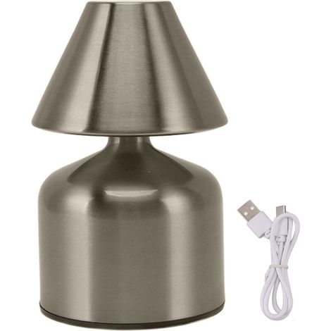 3-w-touch-schreibtischlampe Mit Stufenloser Dimmfunktion, 1800-mah-akku, Kabellos, 3 Farben, Wiederaufladbare Nachttischlampe Für Bars, Silber