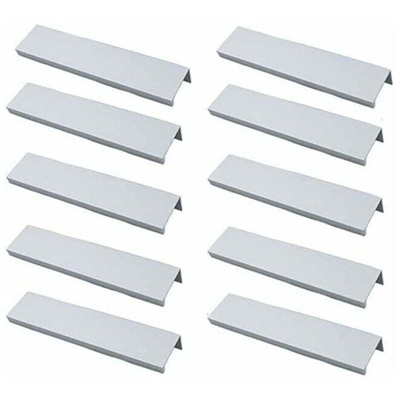 Set Mit 10 Unsichtbaren Möbelgriffen Aus Gebürstetem Aluminium – 96 Mm Lochabstand – Rostbeständig – Einfache Montage Mit Beiliegenden Schrauben