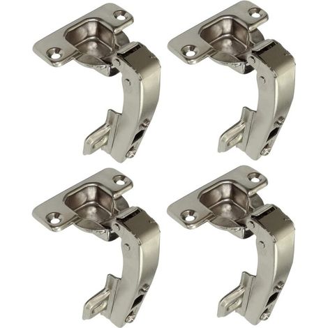 Set Mit 4 Unsichtbaren 90°-clip-scharnieren – Für Einflügelige Ecktüren – Mit Soft-close-mechanismus Und Clip – 35 Mm Montageöffnung