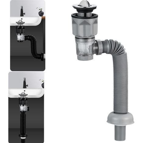 Vollständig Ausziehbarer Und Flexibler Spülbeckenablauf – Geruchsneutral – Edelstahl – Einfache, Werkzeuglose Montage – Für 1-1/4", 1-1/2" Und 2"-löcher