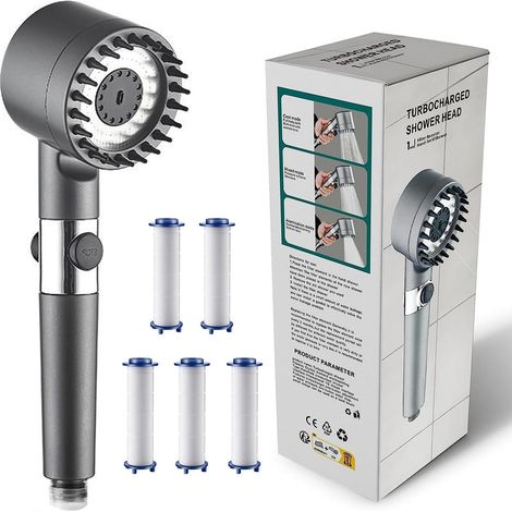Multifunktionaler Hochdruck-duschkopf Mit 3 Modi: Hochdruck, Wassersparmodus, Druckerhöhungsmodus Und Massagefunktion Für Erwachsene Und Kinder (5 Filterelemente).