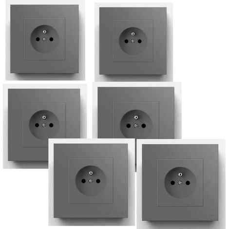 6 Standard-euro-steckdosen, Französische Steckdosen, Mit Grauen Dekorblenden, Schlicht Und Modern