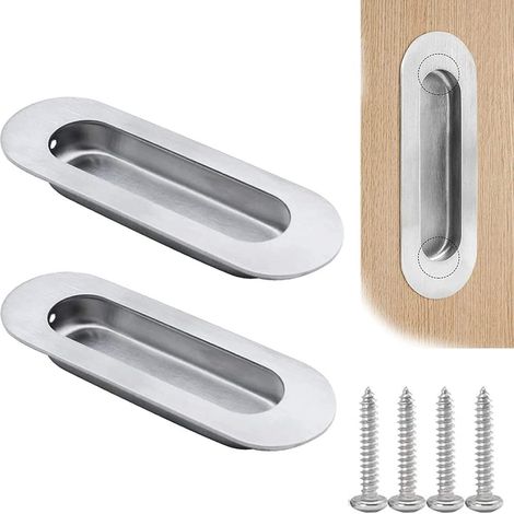 Schiebetürgriff Aus Edelstahl 304 – Integriertes Ovales Design – Einfache Schraubmontage – Für Türen Aus Holz, Aluminium Oder Stahl