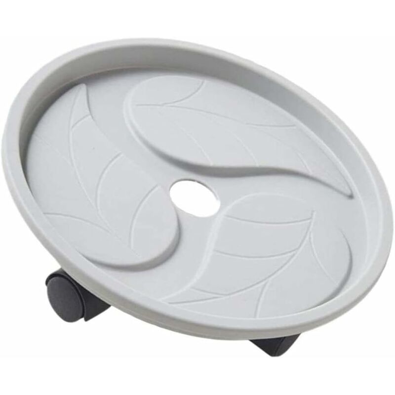 Runder Beweglicher Pflanzen-caddy-pflanzer, Mit Beweglichen Roln, Beweglicher Troly-ablage, Blumentopfständer Für Drinnen Und Draußen, Grau, 23,8 Cm