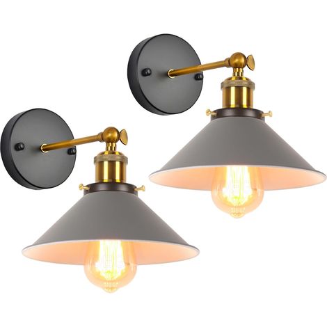 2er-set Wandleuchten, 240° Verstellbarer Kopf, Vintage-schirmdesign, E27-leuchtmittel Nicht Enthalten, Für Wohnzimmer, Schlafzimmer, Flur