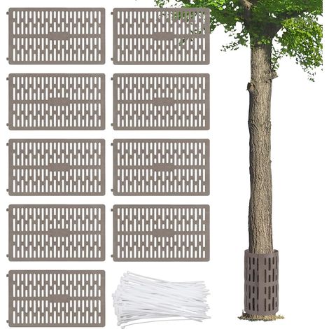 9-teiliger Baumstammschutz, Verstellbar, Kunststoff, 33 X 20 Cm, Belüftet, Für Garten Und Park, Grau