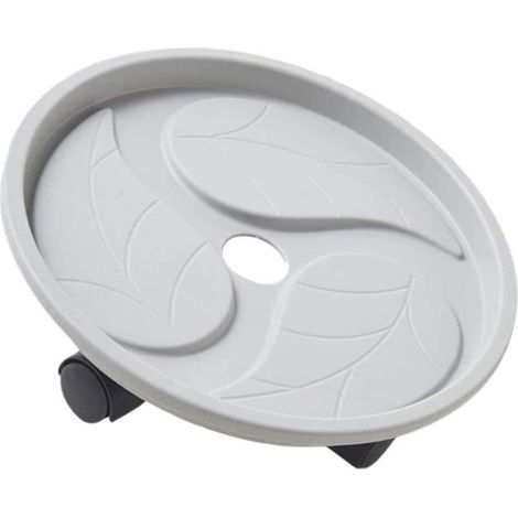 Runder, Mobiler Pflanzenwagen Mit Rollen, Fahrbarer Tablettwagen, Blumentopfhalter Für Drinnen Und Draußen, Grau, 27 Cm