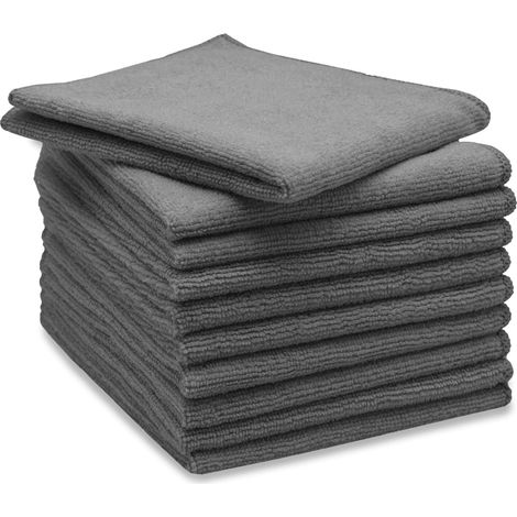 10er-pack Graue Mikrofasertücher (32 X 32 Cm), Waschbar Bei 60 °c, Saugfähig Für Küche Und Fenster