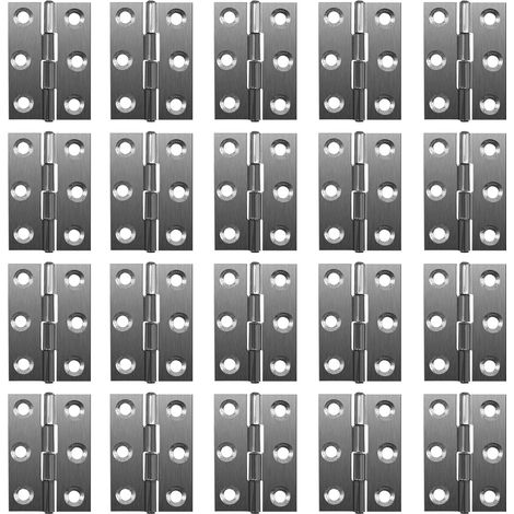 Packung Mit 20 Edelstahl-scharnieren, 180 Grad, 20 Mm Klavierband, 6 Löcher, Für Schranktüren Und -kästen