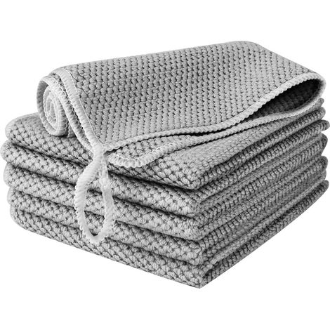 6-teiliges Mikrofasertuch-set, Grau, Größe 30 X 30 Cm, Für Küche Und Auto