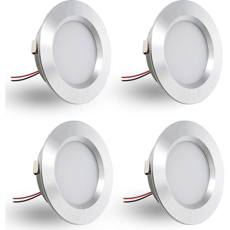 4er-set Einbaustrahler, 12 V, Dimmbar, 3 W, Extraflach, 14 Mm, Schutzart Ip44, Für Badezimmer, 55-mm-einbauöffnung, Geeignet Für Wohnmobilküchen