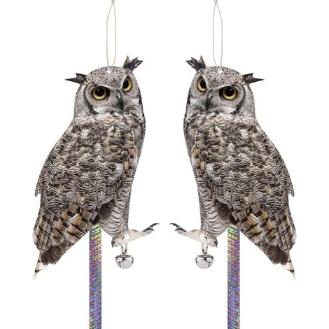 Set Mit 2 Eulen- Und Vogelabwehrmitteln, Reflektierendem Kunststoffstreifen Und Seilglocke Für Garten, Balkon Und Dach