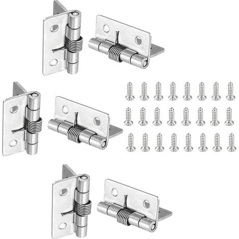 Set Mit 6 Scharnieren, Edelstahl 304, Selbstschließend, Silberfarben, Für Schränke