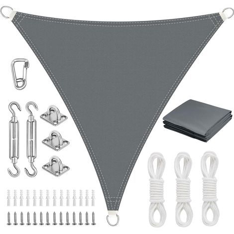 Dreieckiges Sonnensegel, 4x4x4 M, Oxford-gewebe, Wasserdicht, Uv-beständig, Inklusive Befestigungsmaterial Für Terrasse Und Garten