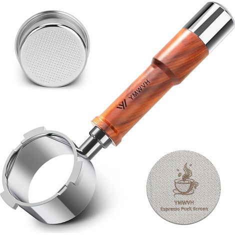 Bodenloser Filterhalter 51 Mm, 3 Ohren, Edelstahl, Holzgriff, Kompatibel Mit Delonghi Ec680