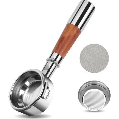 Bodenloser 58-mm-siebträger, Edelstahl, Walnussholzgriff, 2 Halterungen, Für Breville Dual Boiler