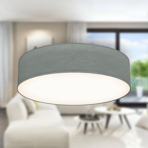 Deckenleuchte Mit Stoffschirm, Kronleuchter Für Wohn- Und Schlafzimmer, E27-fassung, Max. 40 Watt, 38 X 10 Cm, Grau