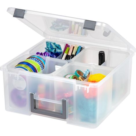 Durchsichtige Aufbewahrungsbox Aus Kunststoff, 25 L, 4 Herausnehmbare Fächer Mit Trennwänden, Für Hobbys Und Heimwerkerprojekte
