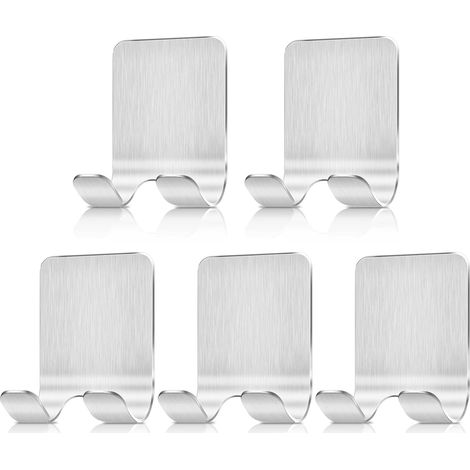 Set Mit 5 Selbstklebenden Mehrzweckhaken Aus Edelstahl Für Badezimmerrasierer, Haare, Schlüssel, Küchenutensilien, Handtücher Und Bademäntel