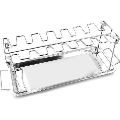 Fire Only Hähnchenflügel-gestell/ständer Aus Edelstahl Mit Auffangschale, Grill Für 14 Hähnchenflügel, Geeignet Für Smoker-grill, Ofen Und Holzkohlekessel