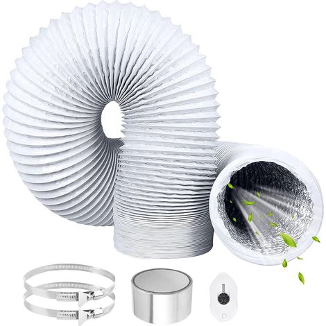 X 3 M Flexibler Aluminium-lüftungsschlauch (100 Mm Durchmesser) Mit Schlauchschellen Für Dunstabzugshauben