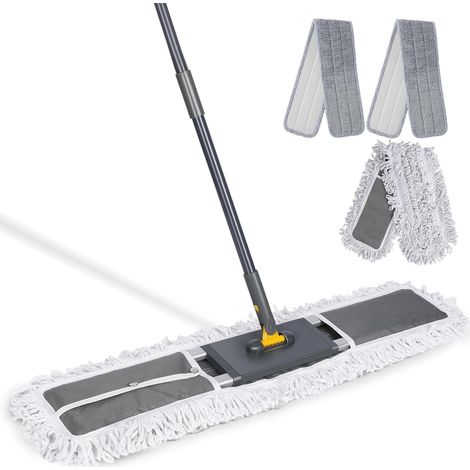 Professioneller Besen, 80 Cm Breit, Mit Teleskopierbarem Aluminiumstiel, 360° Drehbarem Kopf, 3 Mikrofaser- Und Baumwollpads, Für Lager Und Büro