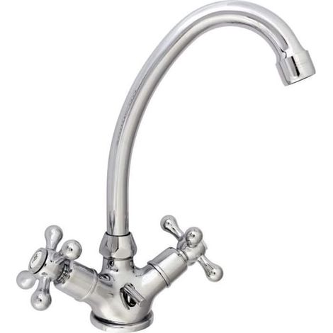 Waschtischarmatur Im Retro-stil Mit Schwenkbarem Auslauf, Verchromtes Messing, Luftsprudler, Wassersparend, Badezimmer