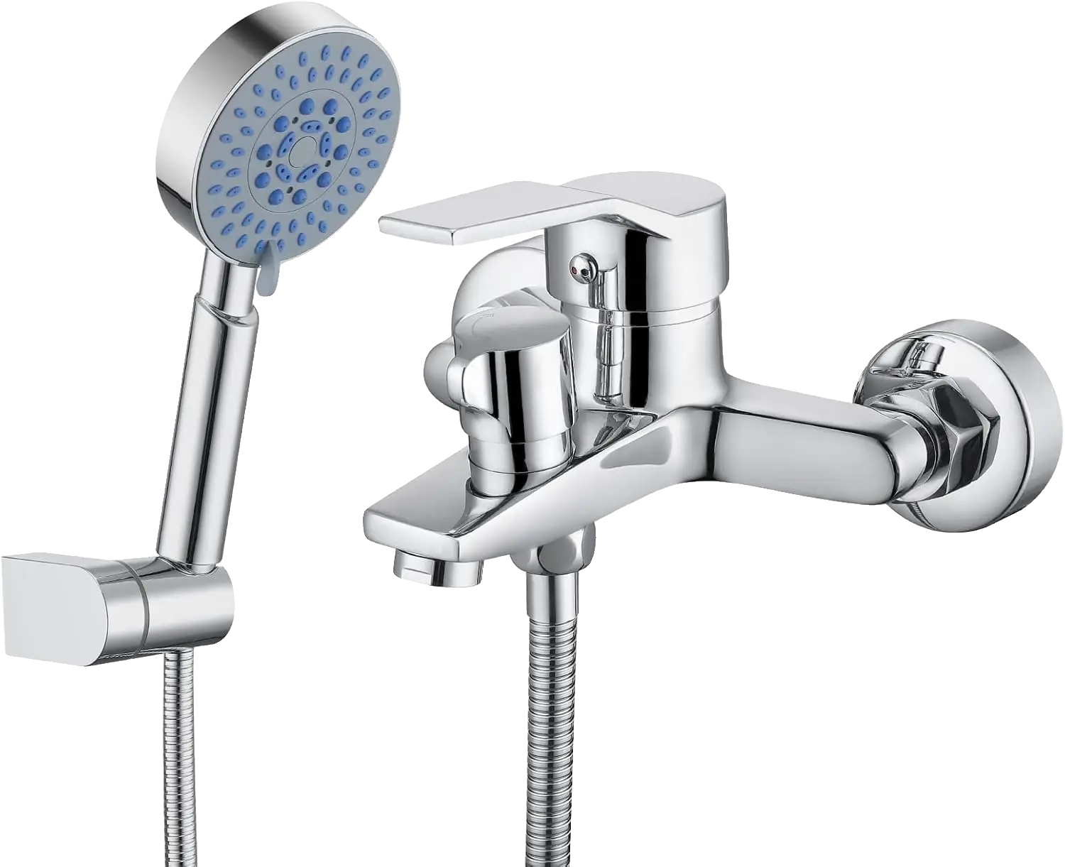 Badewannenarmatur, Verstellbare Sprühdüse, Umweltfreundliches Design, Silber